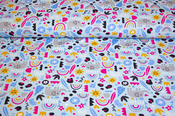 Jersey mit Elefanten, hellblau, 0,5 m